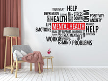 Load image into Gallery viewer, Mental Health Vinyl Wall Decal, Self Care Wall Decor, Mental Wellness Wall Art, Inspirational Word Cloud for Mental Health 430LU