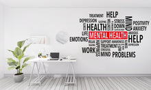 Load image into Gallery viewer, Mental Health Vinyl Wall Decal, Self Care Wall Decor, Mental Wellness Wall Art, Inspirational Word Cloud for Mental Health 430LU