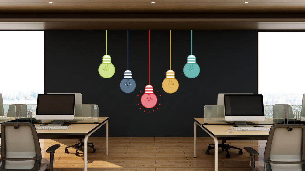 Idea Lightbulb Motivational Inspirational Wall Decal Sticker for Office, Office Wall Decal Idea Teamwork, Office Wall Decor 478RS