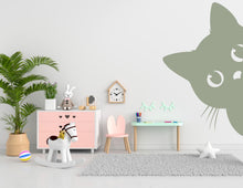 Load image into Gallery viewer, Peeking Cat Wall Art Decal, Cat wall decals, Gift for Kids, Grooming wall decor, Veterinary decals, Pet shop cat wall vinyl decal 434LU