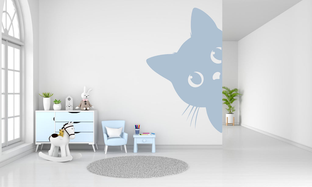 Peeking Cat Wall Art Decal, Cat wall decals, Gift for Kids, Grooming wall decor, Veterinary decals, Pet shop cat wall vinyl decal 434LU