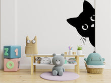 Load image into Gallery viewer, Peeking Cat Wall Art Decal, Cat wall decals, Gift for Kids, Grooming wall decor, Veterinary decals, Pet shop cat wall vinyl decal 434LU
