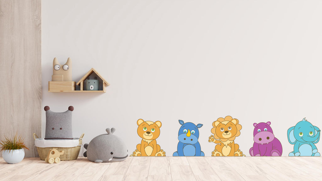Cartoon Animals Set Wall Decal, Kids bedroom wall sticker, Animals Wall Decor Nursery Decals, Kids Wall Decals, Children's Room Decor 475LU