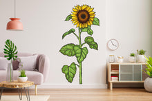 Load image into Gallery viewer, Sunflower wall vinyl sticker decal, Plants wall decoration, Flower plant wall decal, Living Room decor, Mural decoration 497RS
