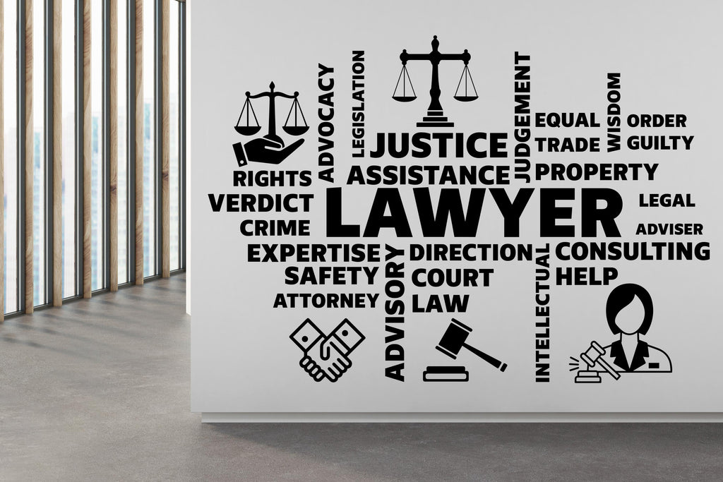 Lawyer Wall Decal, Justice Vinyl Wall Art Decal, Lawyer Wall Decal, Office Wall Decor, Lawyer Decor Office 498RS