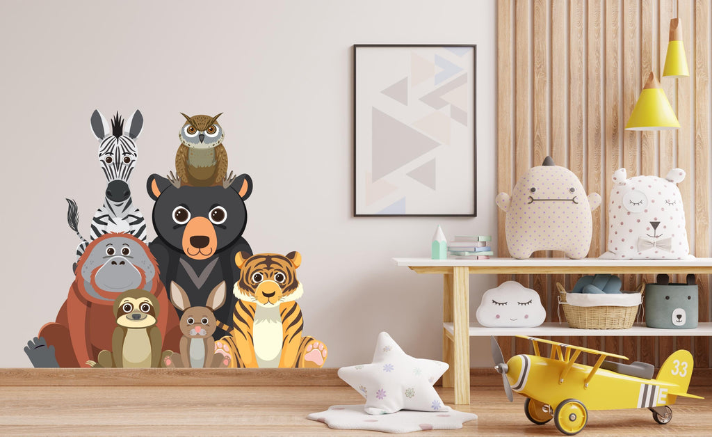 Cartoon Animals Set Wall Decal, Kids bedroom wall sticker, Animals Wall Decor Nursery Decals, Kids Wall Decals, Children's Room Decor 476LU