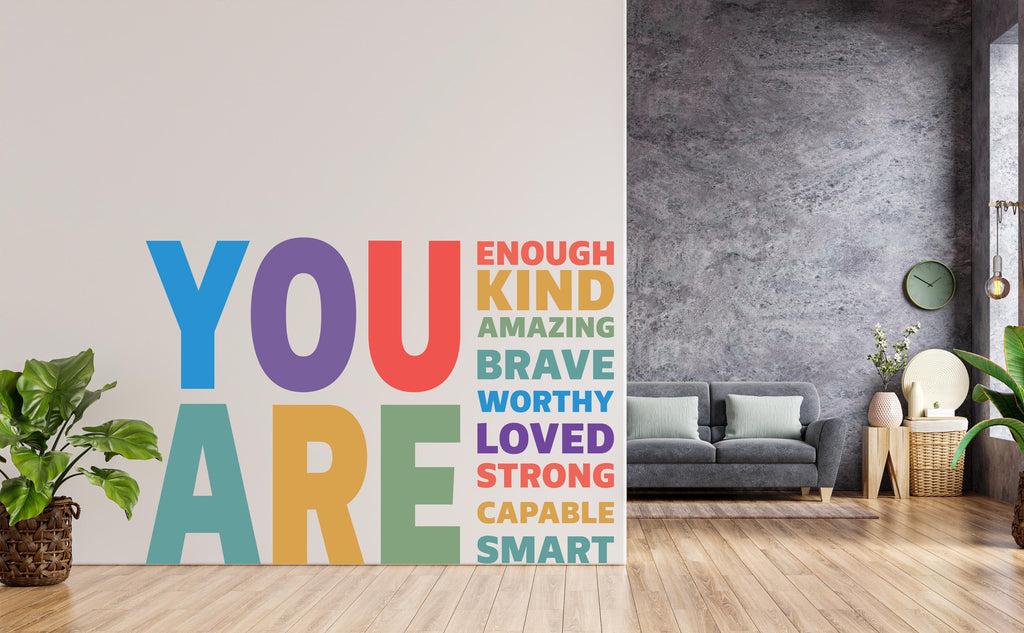 You are Kind, Amazing Brave Loved wall decal Motivational Inspirational Wall Decal Sticker Office Wall Decal Women eyelashes Beauty 499RS