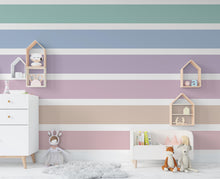 Load image into Gallery viewer, Stripes Set of 6 Wall Decor Decal, Playroom Stripes Wall Sticker, Boho Straight Stripes Sticker, Rainbow Color Nursery Kids Room Decal 481LU