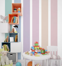 Load image into Gallery viewer, Stripes Set of 6 Wall Decor Decal, Playroom Stripes Wall Sticker, Boho Straight Stripes Sticker, Rainbow Color Nursery Kids Room Decal 481LU