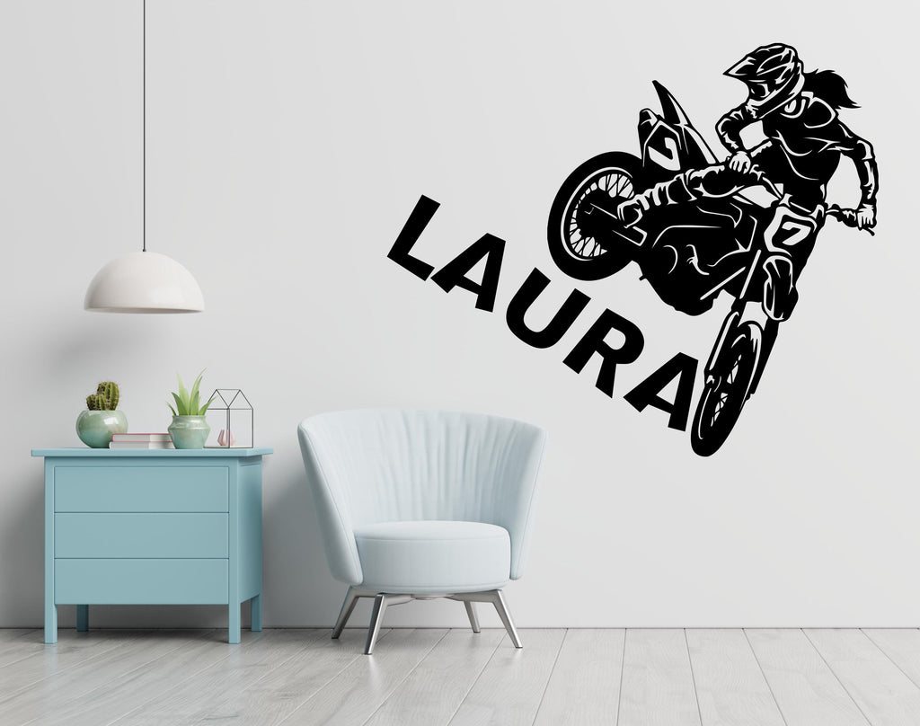Motocross Girl Rider Wall Decor, Motocross Wall Decals, Ride Wall Art, Stickers Bedroom Motocross Wall Vinyl Nursery Wall Decals Art 485LU