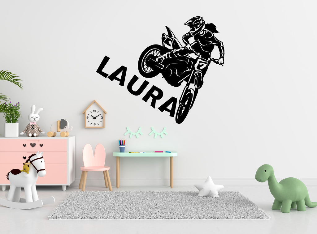 Motocross Girl Rider Wall Decor, Motocross Wall Decals, Ride Wall Art, Stickers Bedroom Motocross Wall Vinyl Nursery Wall Decals Art 485LU