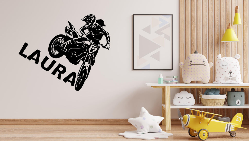 Motocross Girl Rider Wall Decor, Motocross Wall Decals, Ride Wall Art, Stickers Bedroom Motocross Wall Vinyl Nursery Wall Decals Art 485LU