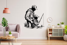 Load image into Gallery viewer, Father and Son Fishing Wall Decal Sticker Fishing Kids Father Day Fishing Gift Wall Art Dad and Kids Home Decor Nursery Decor Dad Gift 440LU