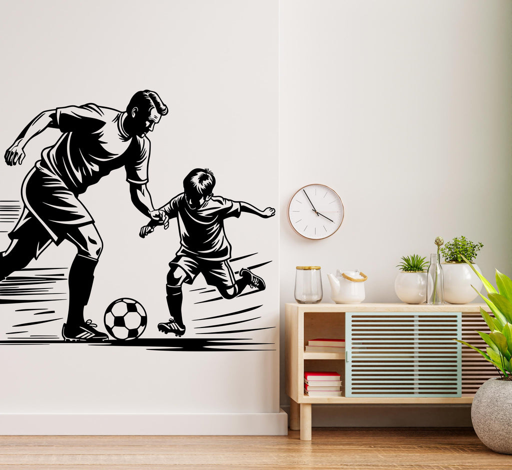 Father Son Soccer wall decor, Football Wall Decal Sport Vinyl, Football stickers, Boys Goal Wall Art, Wall Stickers, Kids Room, Decor 443LU