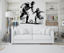 Load image into Gallery viewer, Father Son Soccer wall decor, Football Wall Decal Sport Vinyl, Football stickers, Boys Goal Wall Art, Wall Stickers, Kids Room, Decor 443LU