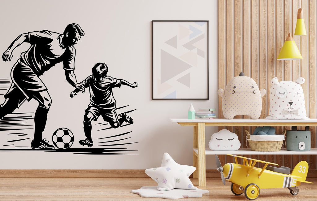Father Son Soccer wall decor, Football Wall Decal Sport Vinyl, Football stickers, Boys Goal Wall Art, Wall Stickers, Kids Room, Decor 443LU