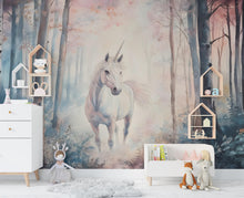 Load image into Gallery viewer, Unicorn Wall Graphics Peel and Stick Girl room Wallpaper Nursery Self Adhesive Removable nursery wall decor Mural 491RS