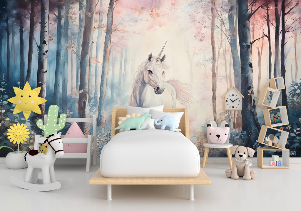 Unicorn Wall Graphics Peel and Stick Girl room Wallpaper Nursery Self Adhesive Removable nursery wall decor Mural 491RS