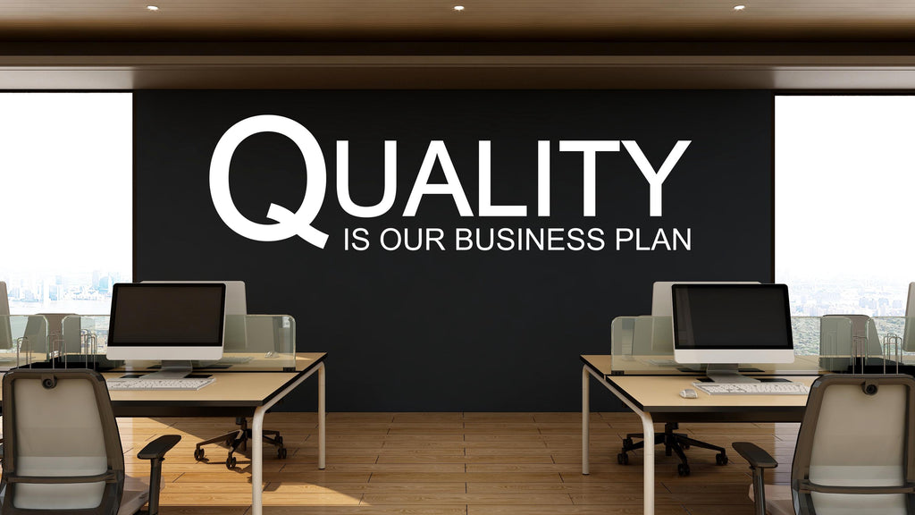 Quality is our Business Plan Quote Decal for Office, Motivational Inspirational Teamwork Wall Decal Sticker Decor for Office 447LU