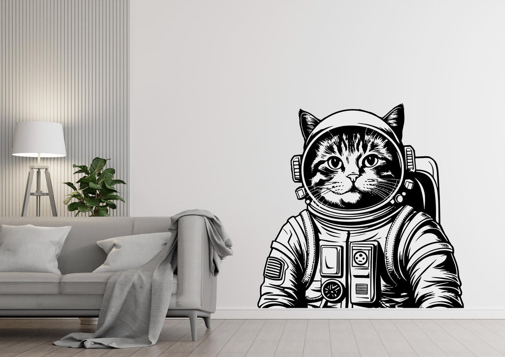 Astronaut Cat wall decal Cat decor Astronaut Pet Sticker Cat wall art Decal Cat Lover Animals anime decal Cat Bathroom Wall Decals 489LU