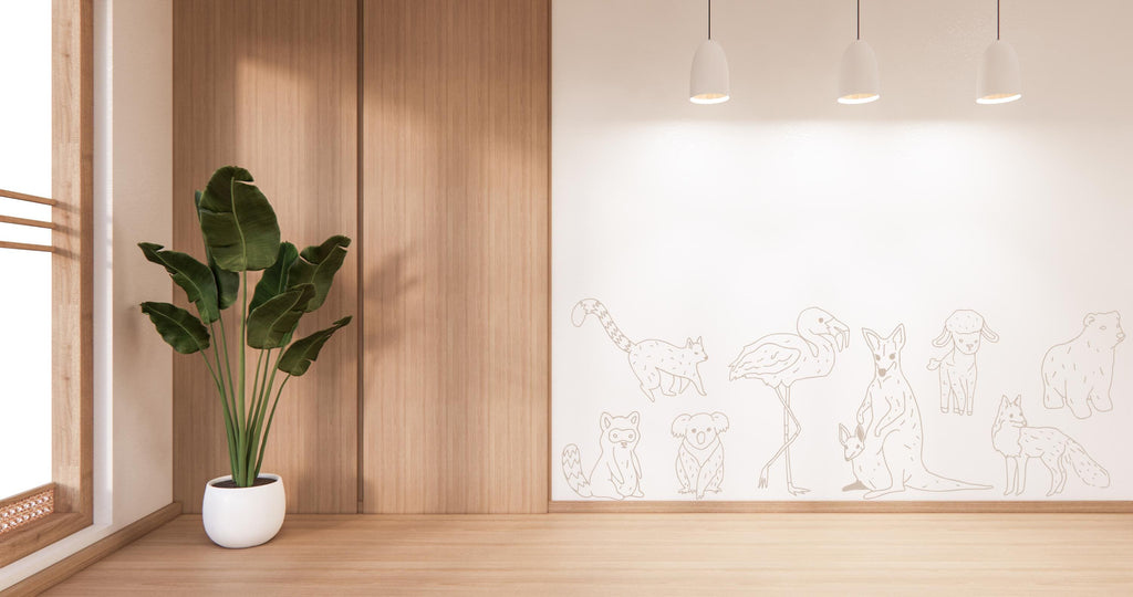 Drawn Animals Removable Wall Decals, Animals Decor, Animals Theme, Nursery Decor, Boys Room, Kangaroo Sheep Bear Fox Flamingo Wolf 491LU