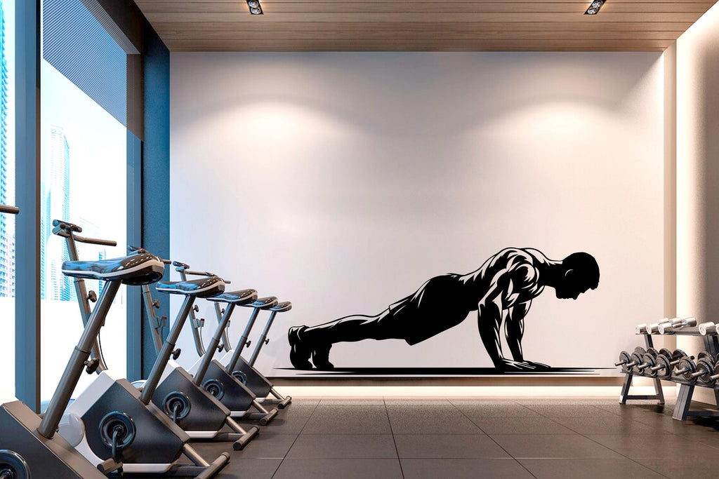 Gym Push Ups Men Wall Decal Afro Girl Power fitness Quote Decor Workout Art Vinyl Gym Wall Stickers Bedroom Gym Workout Motivation 506RS