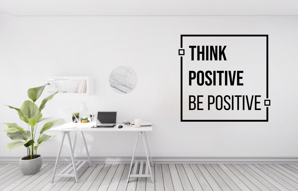 Think Positive Be Positive Quote Decal for Office Employee, Motivational Inspirational Teamwork Wall Decal Sticker Decor for Office 460LU
