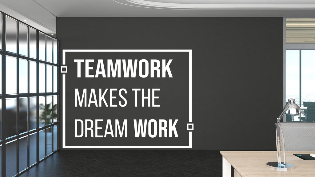 Teamwork makes the dream Work Quote Decal for Office Employee, Motivational Inspirational Teamwork Wall Decal Sticker Decor for Office 461LU