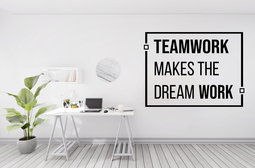 Teamwork makes the dream Work Quote Decal for Office Employee, Motivational Inspirational Teamwork Wall Decal Sticker Decor for Office 461LU