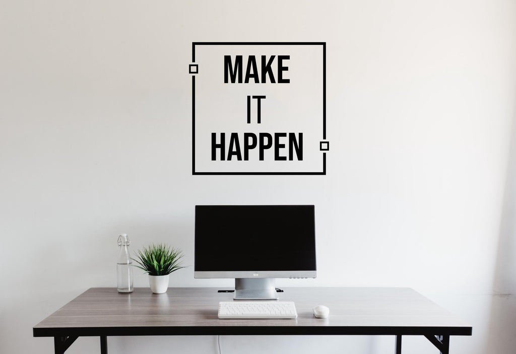 Make it happen Work Quote Decal for Office Employee, Motivational Inspirational Teamwork Wall Decal Sticker Decor for Office 464LU
