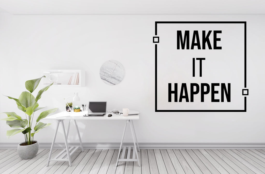 Make it happen Work Quote Decal for Office Employee, Motivational Inspirational Teamwork Wall Decal Sticker Decor for Office 464LU