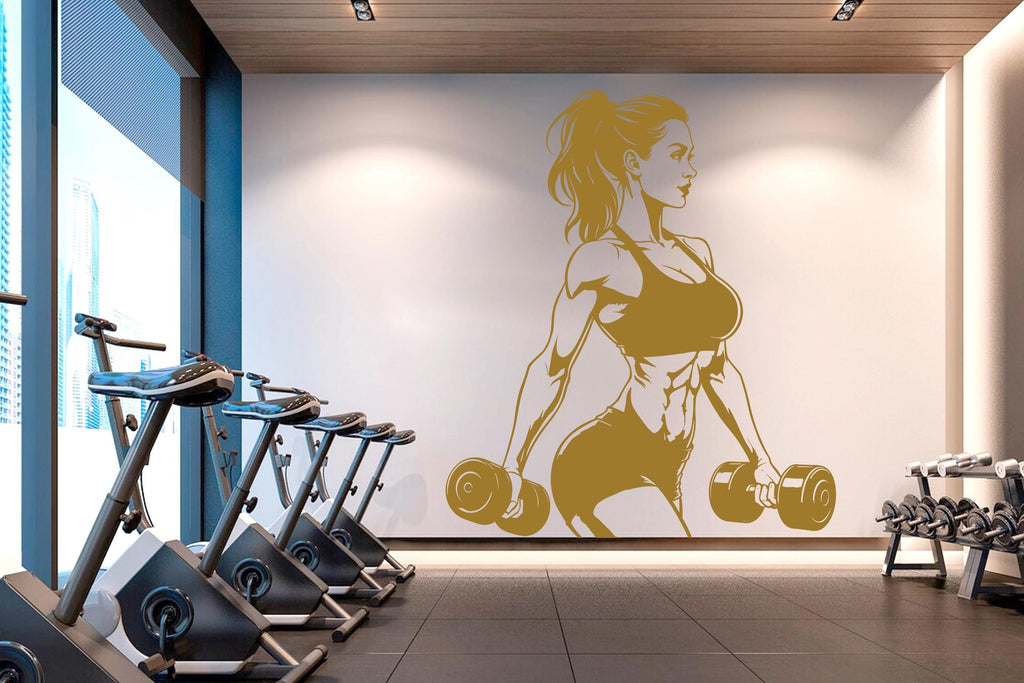 Gym Wall Decal Afro Girl Power fitness Quote Decor Workout Art Vinyl Gym Wall Stickers Bedroom Gym Workout Girl Motivation Crossfit 493RS