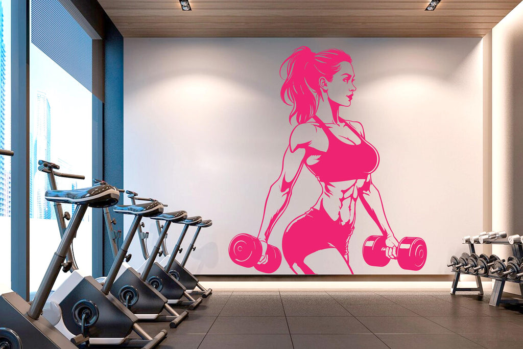 Gym Wall Decal Afro Girl Power fitness Quote Decor Workout Art Vinyl Gym Wall Stickers Bedroom Gym Workout Girl Motivation Crossfit 493RS