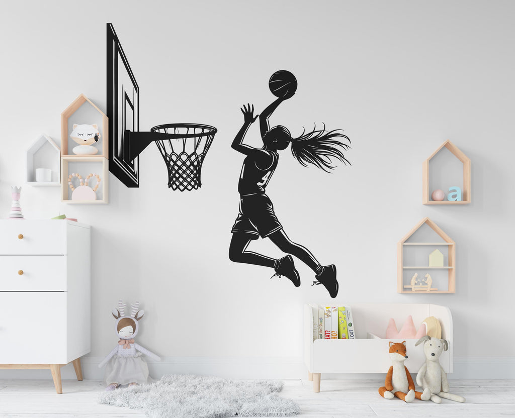 Basketball Girl wall decal Sport Wall Decal Kids Decal Personalized Gifts wall Vinyl Wall Sticker Boy Room 510RS