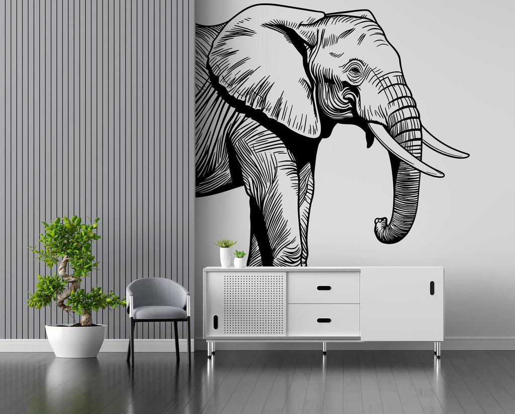 Cute Elephant Wall Decal for Nursery, Baby Animal Wall Sticker, Safari Theme Kids Room Decor, Adorable Elephant Wall Art 497LU
