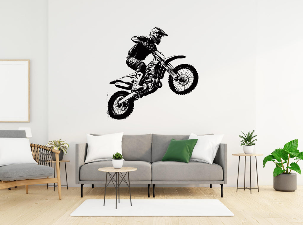 Motocross Wall Decal Dirt Bike Rider Wall Sticker Motorcycle Wall Decor Wall Stickers Nursery Bedroom Decor 503LU