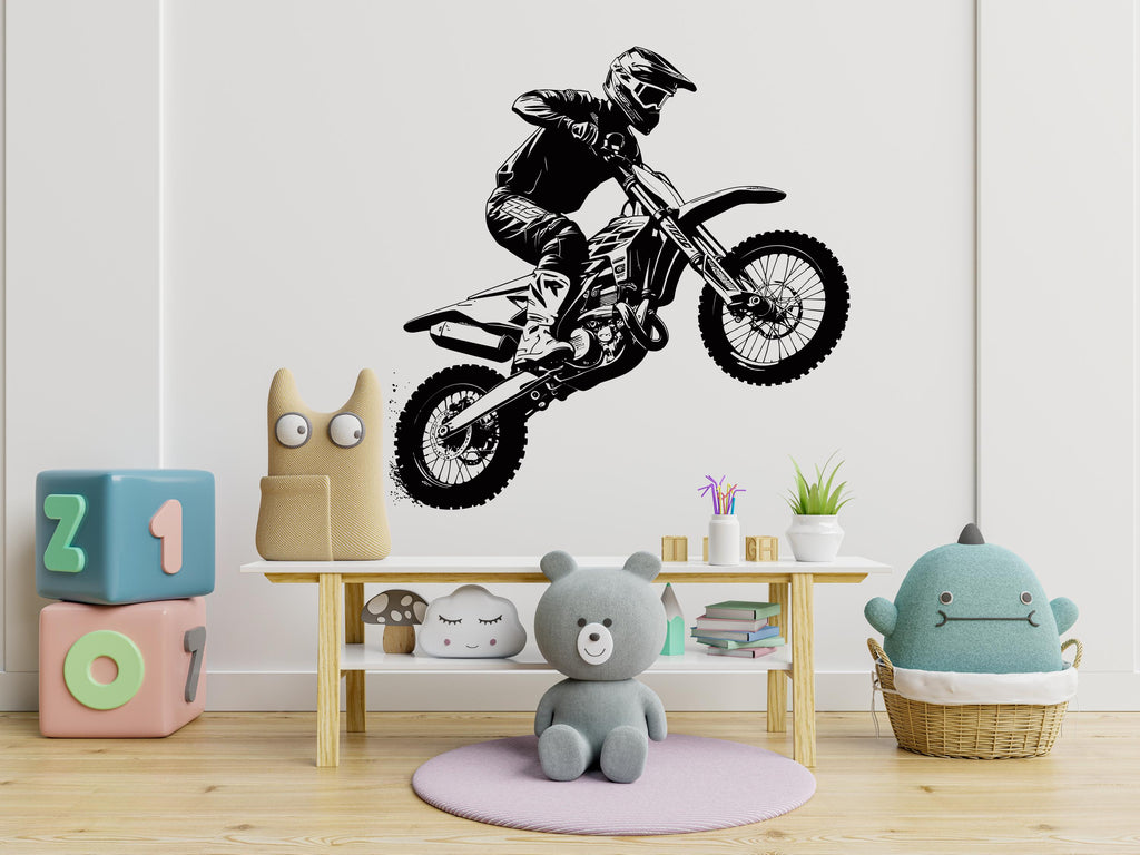 Motocross Wall Decal Dirt Bike Rider Wall Sticker Motorcycle Wall Decor Wall Stickers Nursery Bedroom Decor 503LU