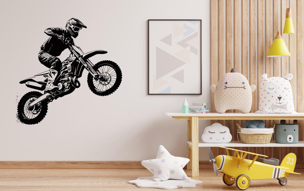Motocross Wall Decal Dirt Bike Rider Wall Sticker Motorcycle Wall Decor Wall Stickers Nursery Bedroom Decor 503LU