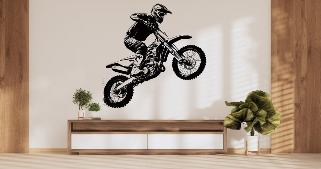 Motocross Wall Decal Dirt Bike Rider Wall Sticker Motorcycle Wall Decor Wall Stickers Nursery Bedroom Decor 503LU