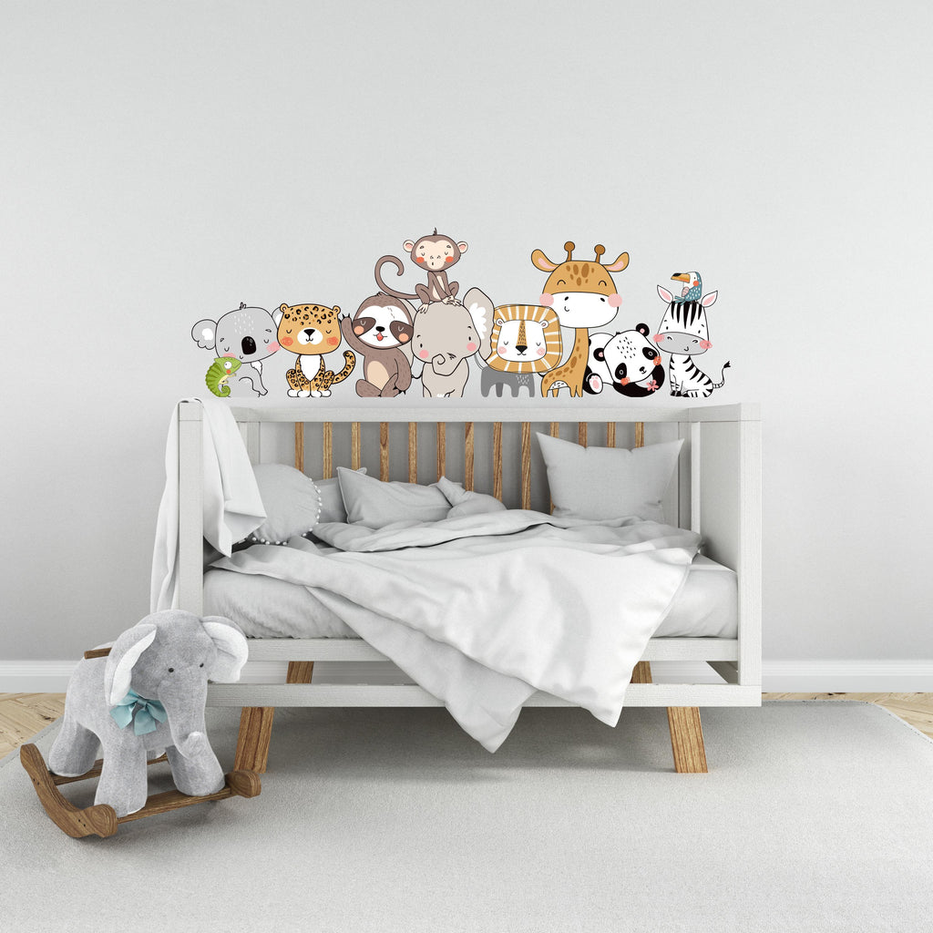 Jungle Cartoon Animals Wall Decal, Kids Room wall sticker, Animals Wall Decor Nursery Decals, Kids Wall Decals, Children's Room Decor 504LU