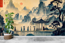 Load image into Gallery viewer, Japanese Nature Wallpaper Wall Graphics Japanese Pagoda Peel and Stick Girl room Wallpaper Self Japan Traditional Pattern 519RS