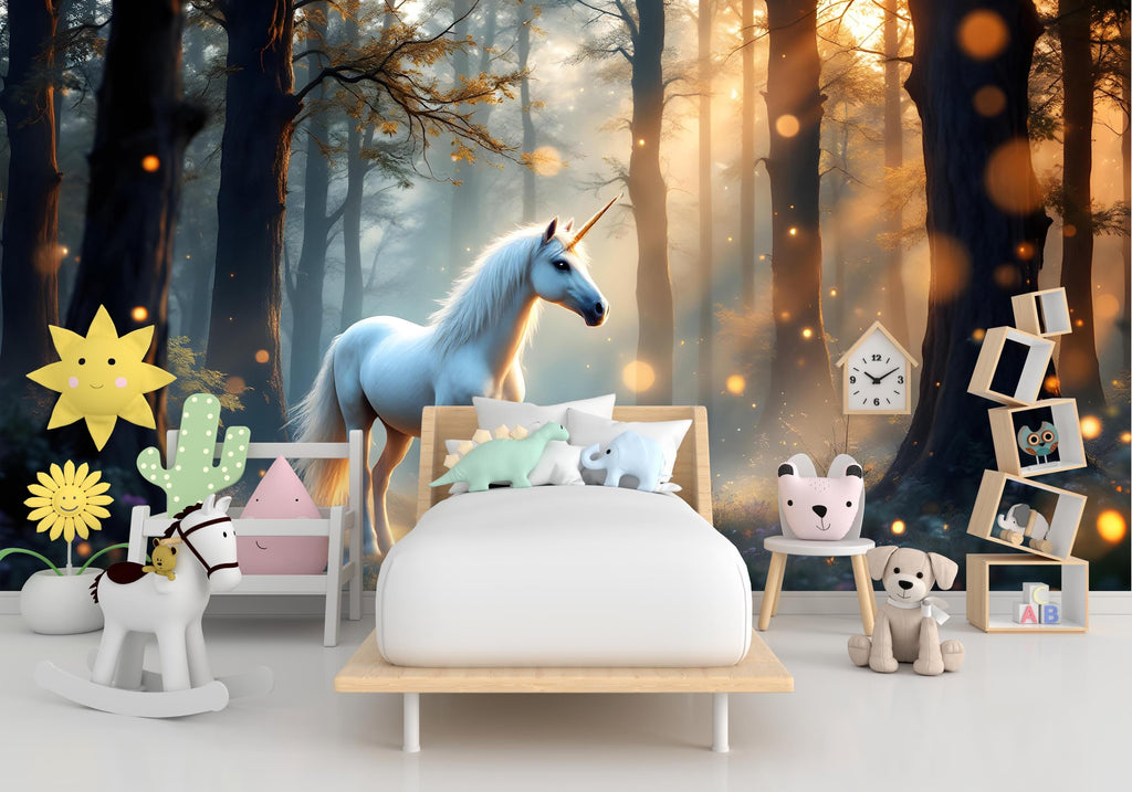 Unicorn Wall Graphics Peel and Stick Girl room Wallpaper Nursery Self Adhesive Removable nursery wall decor Mural 520RS