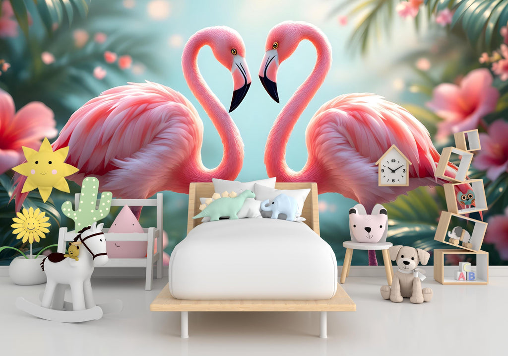 Flamingo Wall Graphics Peel and Stick Girl room Wallpaper Nursery Self Adhesive Removable nursery wall decor Mural 521RS