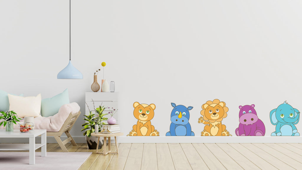Cartoon Animals Set Wall Decal, Kids bedroom wall sticker, Animals Wall Decor Nursery Decals, Kids Wall Decals, Children's Room Decor 475LU