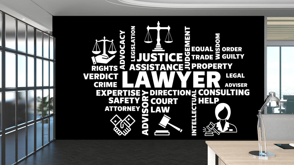 Lawyer Wall Decal, Justice Vinyl Wall Art Decal, Lawyer Wall Decal, Office Wall Decor, Lawyer Decor Office 498RS