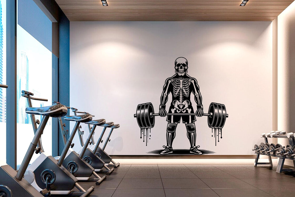 Skull Gym Wall Decor Fitness Wall Art Skeleton Skull Gym Wall Decals Crossfit Wall Decal Crossfit Gifts Home Gym Wall Sticker Gym 522RS
