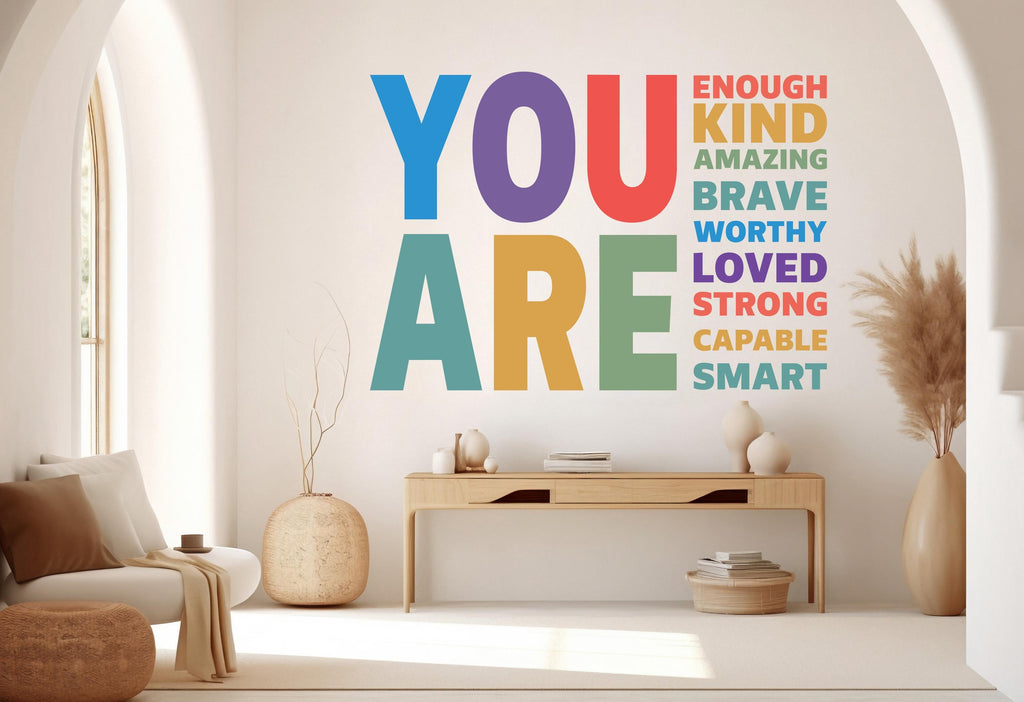 You are Kind, Amazing Brave Loved wall decal Motivational Inspirational Wall Decal Sticker Office Wall Decal Women eyelashes Beauty 499RS