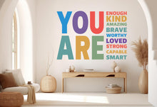 Load image into Gallery viewer, You are Kind, Amazing Brave Loved wall decal Motivational Inspirational Wall Decal Sticker Office Wall Decal Women eyelashes Beauty 499RS
