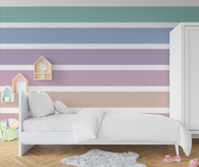 Load image into Gallery viewer, Stripes Set of 6 Wall Decor Decal, Playroom Stripes Wall Sticker, Boho Straight Stripes Sticker, Rainbow Color Nursery Kids Room Decal 481LU