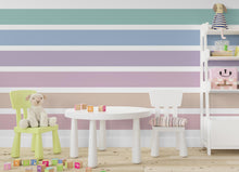 Load image into Gallery viewer, Stripes Set of 6 Wall Decor Decal, Playroom Stripes Wall Sticker, Boho Straight Stripes Sticker, Rainbow Color Nursery Kids Room Decal 481LU